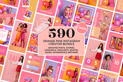 Orange/Pink Instagram Bundle branding design graphic design