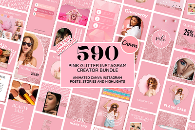 Pink Glitter Instagram Bundle branding design graphic design