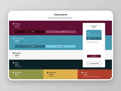Theme Generator - Dribble Weekly Warmup clean color generator color palette design dribbble design challange generator graphic design minimal random thee generator theme ui ux warm up color palette warmup