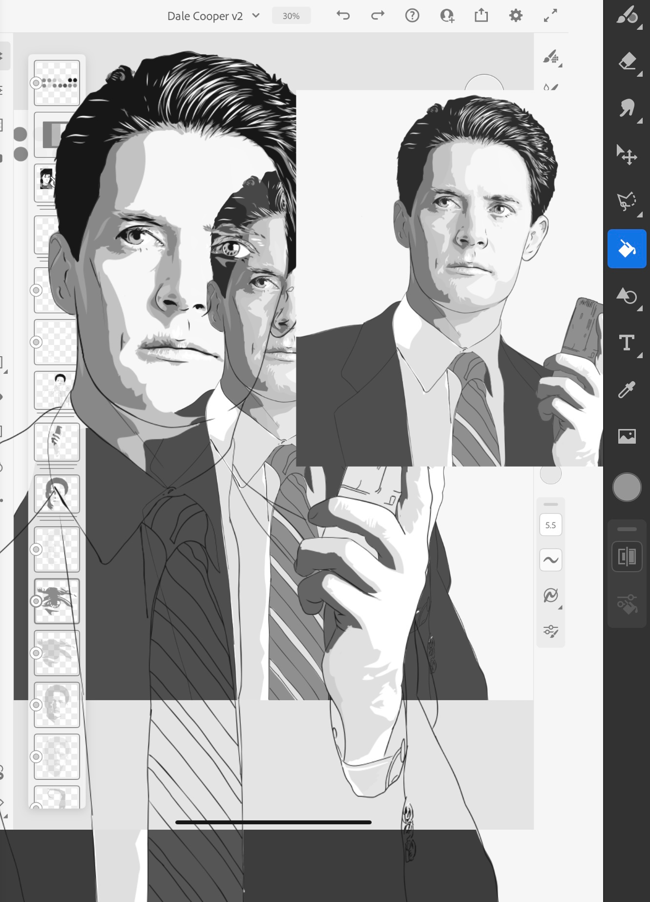 Dale Cooper adobefresco drawing illustration vector