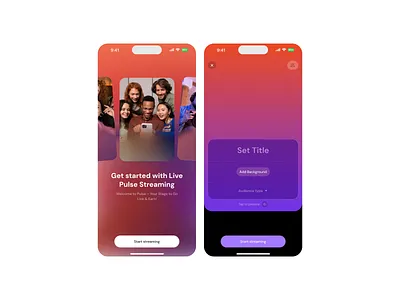 Pulse Streaming Walkthrough feed gradient live live stream mobile motion purple stream tiktok twitch