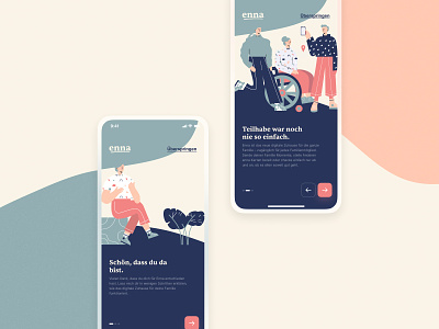 Enna Onboarding accessibility app brand cards care design digital elderly family friendly germany home launch munich product startup studio web