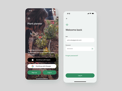 Plant Planner App flower flower app flower planning flowers flowers app garden app garden planner garden planning gardening green app green mobile app green ui log in plant planner plant planning sign up