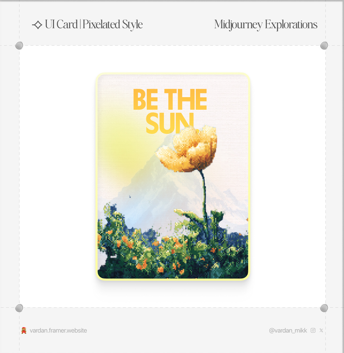 ⟢ UI card | Pixelated style | Be the sun branding card figma ui