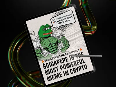 Banner for crypto meme token GIGAPEPE art artwork branding cryptocurrency graphic design illustration meme meme coin pepe solana token trend