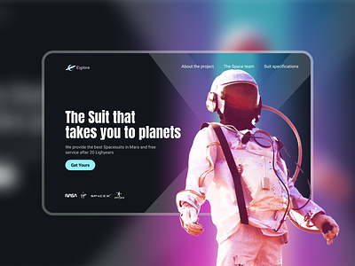 Spacesuit Landing Page | Hero Section astronaut blue earth futuristic hero section landing page mars modern pink space space design space landing page spacesuit ui web3
