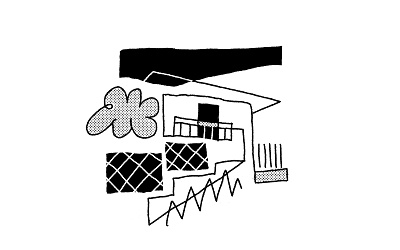 Funky Town #2 90s black and white city doodle house illustration illustrator line art lineart lofi minimal negative space old school procreate retro screentone simple street town weird