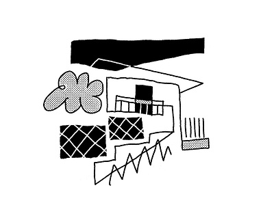 Funky Town #2 90s black and white city doodle house illustration illustrator line art lineart lofi minimal negative space old school procreate retro screentone simple street town weird