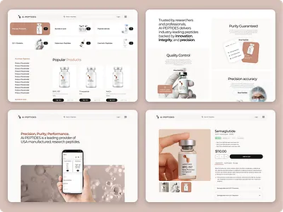 Ai-PEPTIDES - Branding • Packaging Design • UX/UI Design biohacking branding health landing page logo nutrition packaging design peptides print design supplements ui design ux design web design