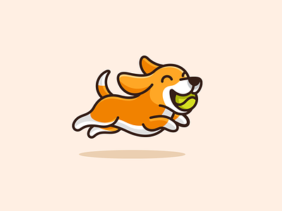 Dog & Tennis Ball - Opt 2 adorable ball cartoon cute cute logo dog dog logo doggy fast fun happy illustrative logo logo pet logo playful puppy run running speed tennis