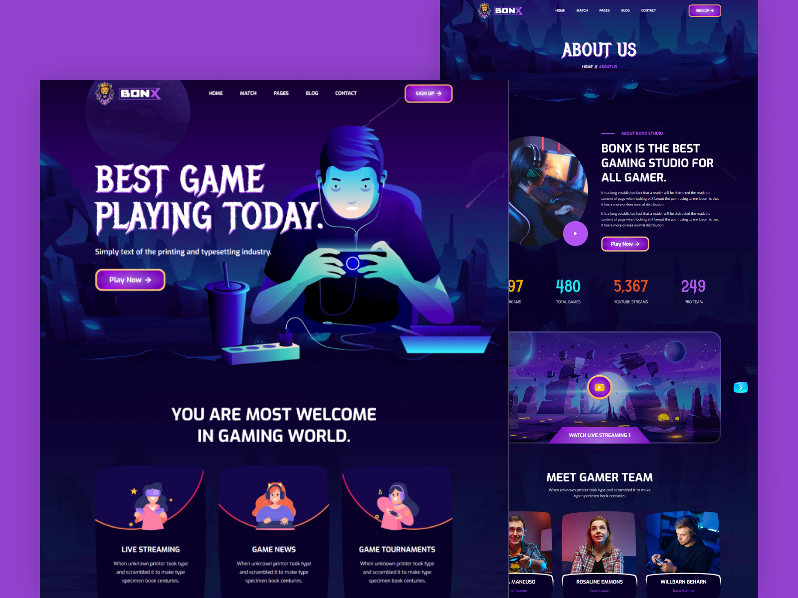 Vue Js Gaming Website Template with Nuxt Js - Bonx by DevItems on Dribbble