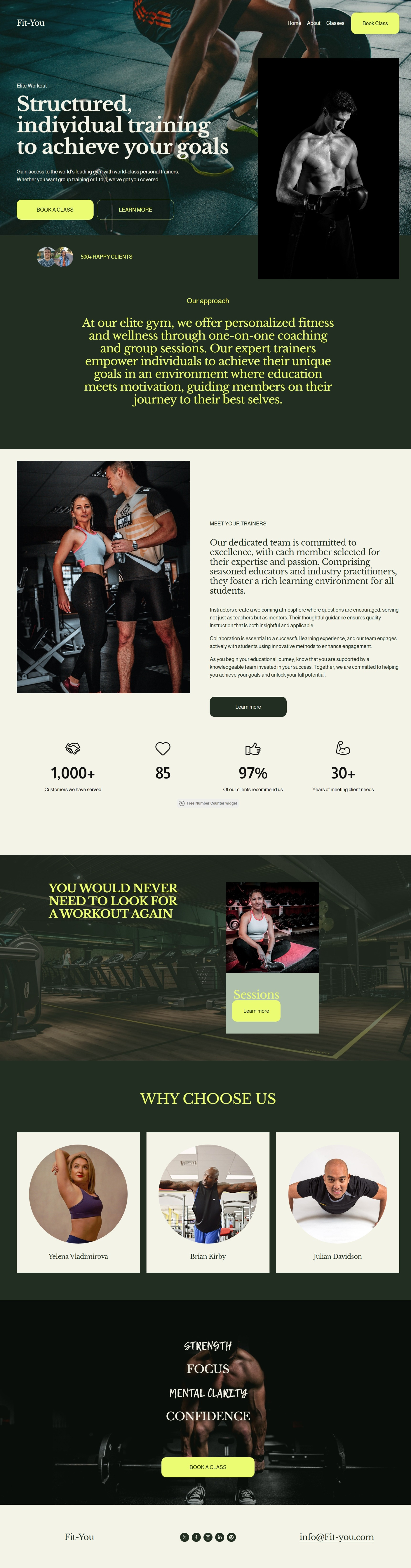 Fit-you Fitness website responsive web design social media account integration squarespace web design