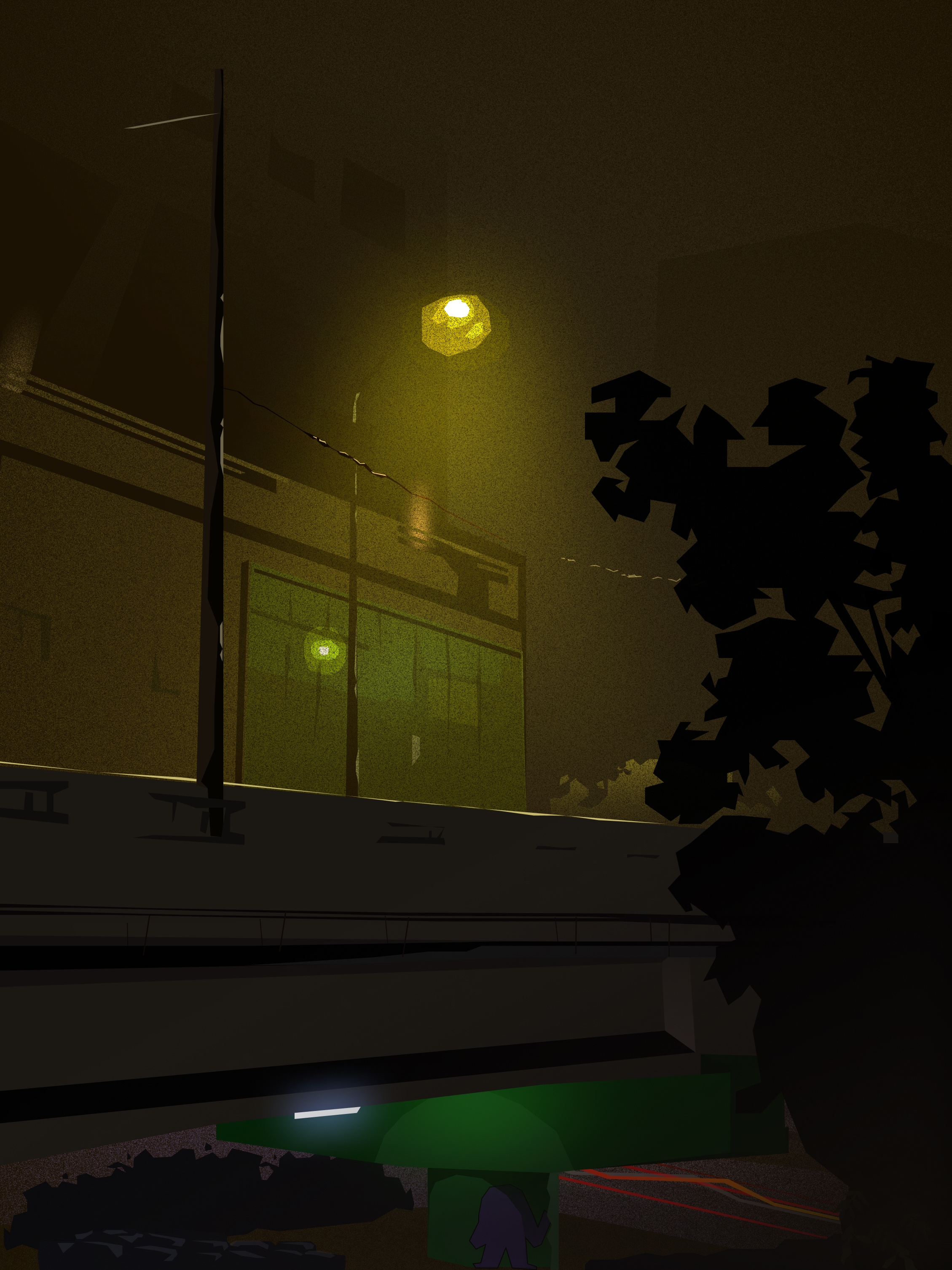 Whispers Beneath the Rain art ayala bridge brutalism cebu city graphic design illustration junyl lamp minimalist peaceful raining vector