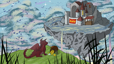 Gargoyle looking for a new home envoronment illustration envoronmet art game art illustration landscape illustration