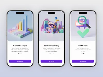 Onboarding Screens 3d graphic design ui