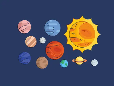 Solar System astronomy celestial bodies design earth explore graphic design icon icon set illustration logo map mars moon orbit planets solar system space space exploration sun vector