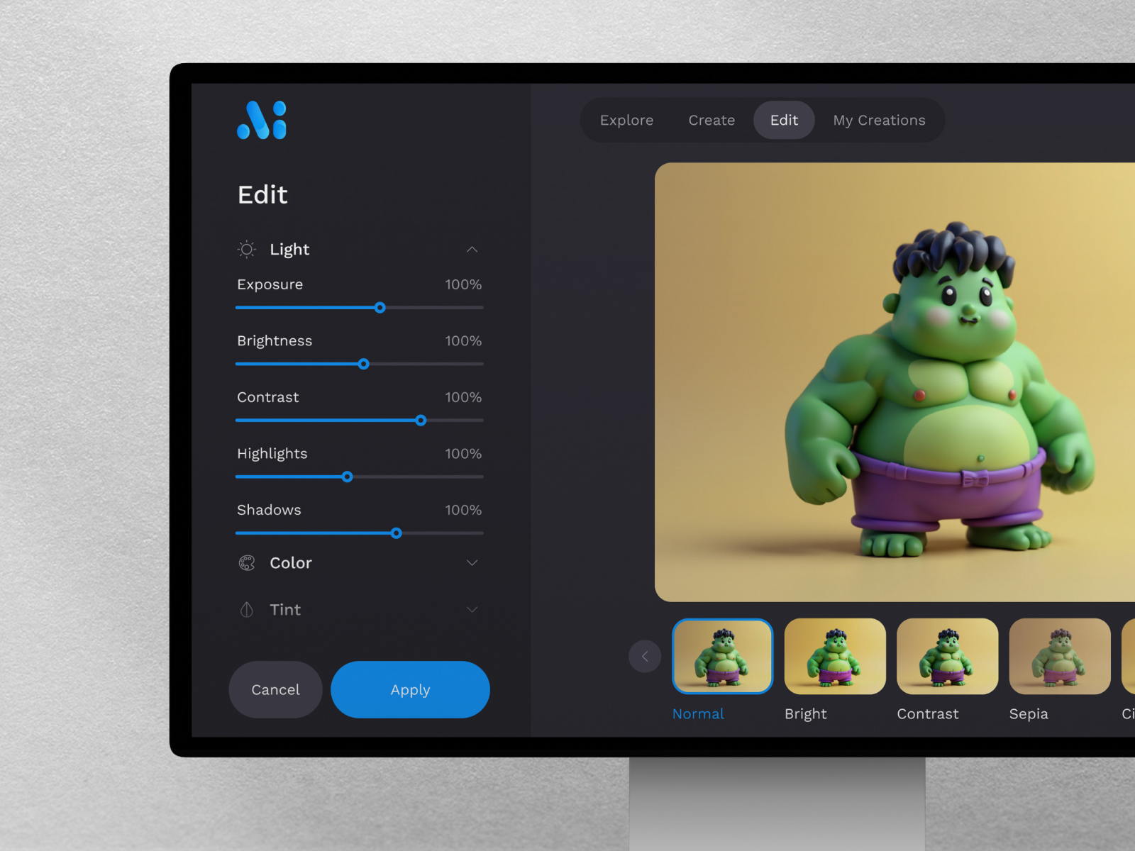 AI Generator Design Concept adjust ai app design edit figma freepick generator ui uiux ux