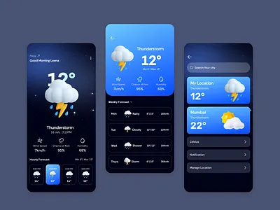 Weather app design mobile ui ui ui design weather ui