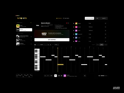 Lemonaide AI - Midi generator App ai audio branding daw generator interface musicmaker plugins tech teenage engineering ui vst