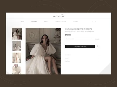 Product Page for TS Couture clean dress ecommerce fashion minimal minimalistic neutral product product page shopping smooth ui ui design ux web design