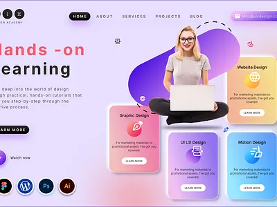 Hands-On Learning UI Design - Interactive & Vibrant Landing Page branding homepage landing page ui website ui