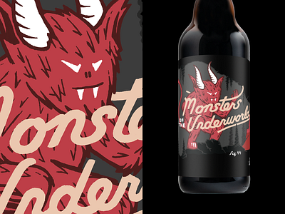 Monsters Of The Underworld beer bottle character colorado illustration label lettering monster