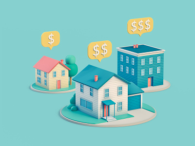Real State Value 3d 3d icon 3d illustration 3d web icon architecture assets buildings cinema 4d design finance home house illustration money octane real state town value web icon
