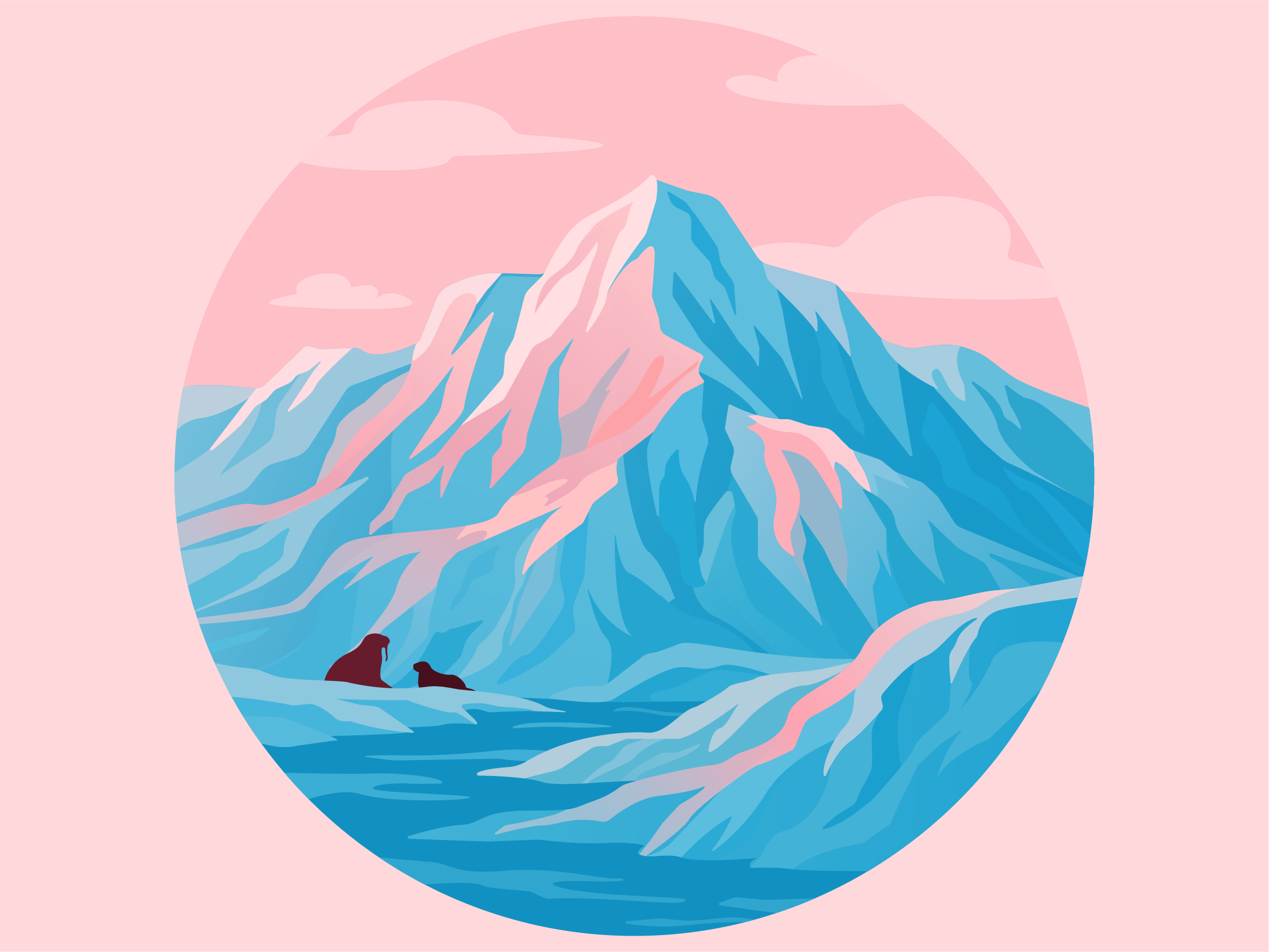 Glacier 🦭 adobeillustrator ai clouds cold colors design glacier illustration illustrator logo nature ocean vector water winter