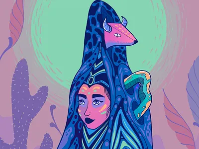 Under the desert sun 🏜️ animals art artist colorful colors creative creatures desert drawing fluor illustration magic pop procreate