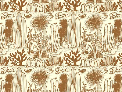 Desert Horizon: Copper & Cream botanical cacti desert nature palms patterns textiles vintage desert wallpaper yucca