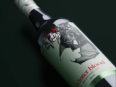 Winter blood wine art bats bottle christmas collab engraving illustration label merch new year package party print wine wine design wine label