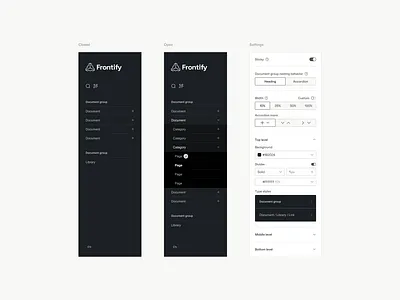 Frontify Muse Theme sidebar builder cms custom guidelines navigation saas settings sidebar theme website