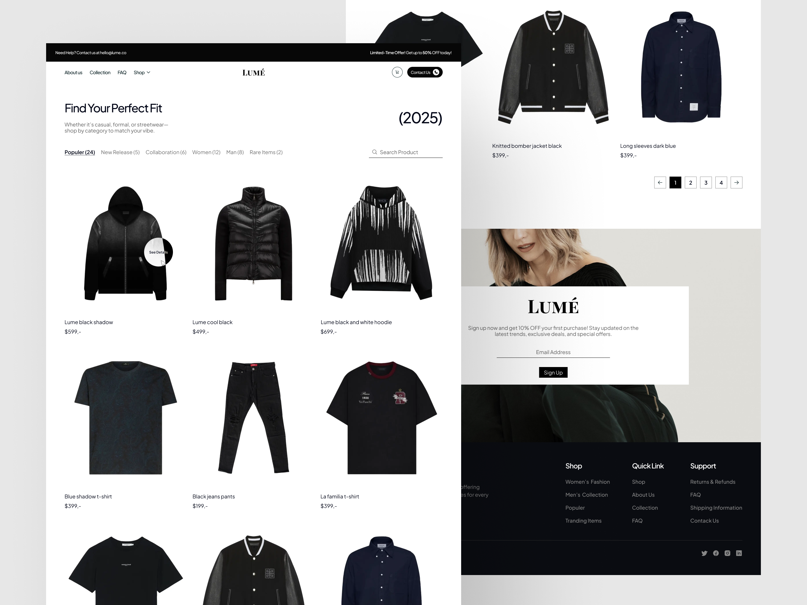 Lume - Collection Page Website clean collection collection page dashboard design fashion fashion design landingpage responsif ui uiux website website design
