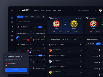 INBET - Fair odds, sports betting, statistics tracking app betting dashboard design investment mobile design sports sports betting statistics statistics tracking ui uiux web website