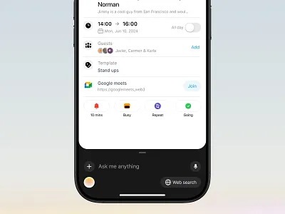 Some details about the Calendar-AI concept ai app calendar meetings product schedule ui ux