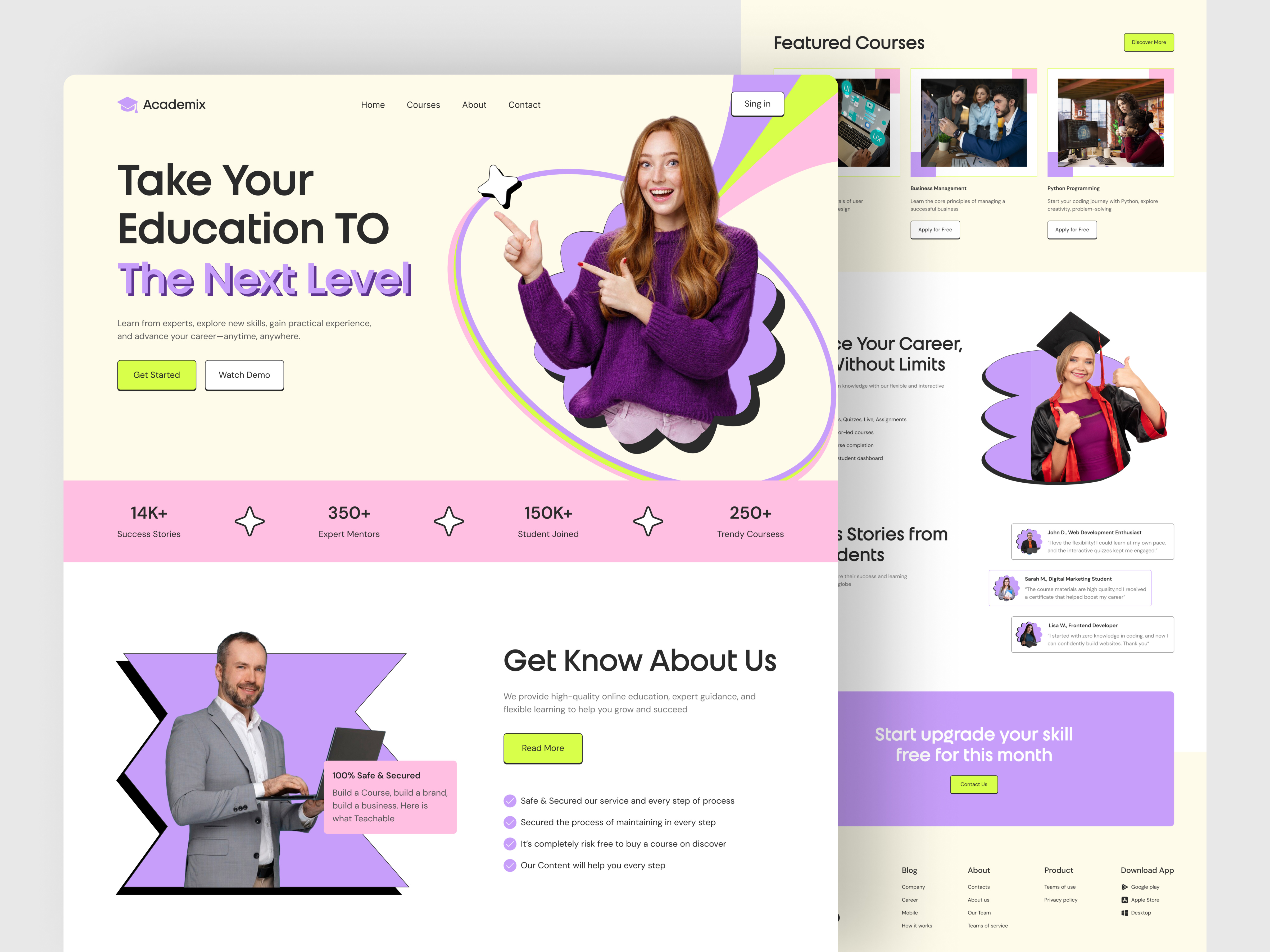 Online Education Landing Page clean digital education education education website elearning elearning website learning platform leraning neubrutalism neubrutalism education website neubrutalism website online course online education website online learning online olatform trendy website ui ux website website design