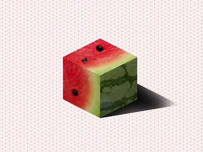 Isometric 3D Watermelon Cube 3d beer art cube design fruit graphic design illustration isometric layout lines photoshop red watermelon