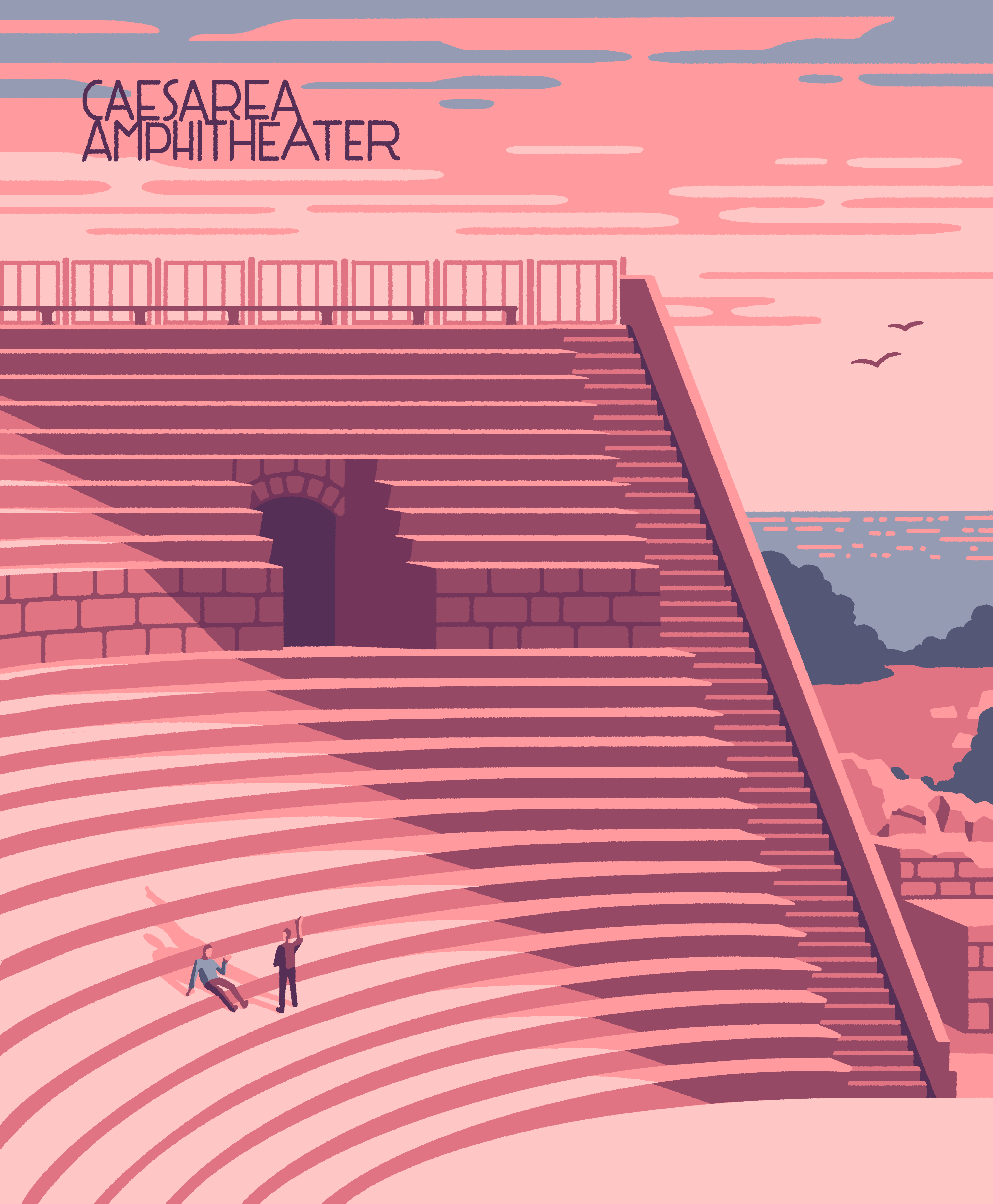 Caesarea Amphitheater amphitheater ancient illustration israel jewish palestine roman venue