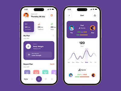 Fitness App Design android app app design application ios iphone mobile mobile app mobile app design mobile ui product design uiux uiux design user interface
