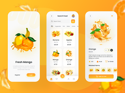 Fruits Order App Design🍊 app design branding design figma apps food app ui food application food delivery food delivery app food delivery application food delivery service fruits graphic design hero section landing pages ui ui design user interface ux design vegetables website design