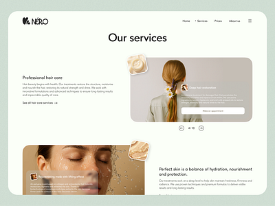 NÉRO - a block of services for the beauty salon beautysalondesign carddesign cleanui creativedirection designcase designinspiration griddesign interfacedesign landingpage layoutdesign minimaldesign modernweb servicesection typographylovers uidesign uxdesign visualhierarchy webdesign webui