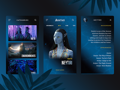Avatar Movie App 3d 3d movie animation character font illustration logo mobile app movie movie ap movie app product design ui ui design ux design