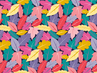 Colourful Leaves colorful colourful digital art digital arts digital illustration graphic design illustration leaf leaves pattern pattern design seamless pattern surface pattern