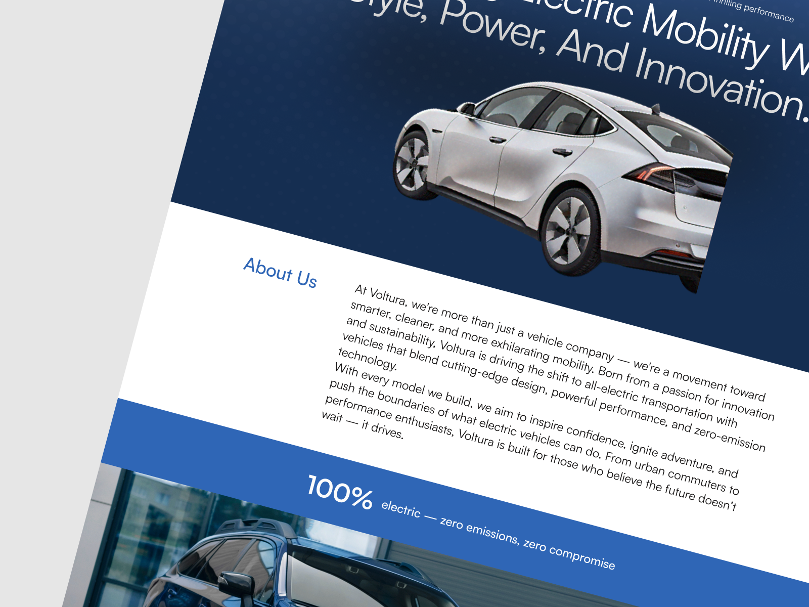 Volutira - Electric Car Landing Page UI cars design landing page ui ux web web ui website
