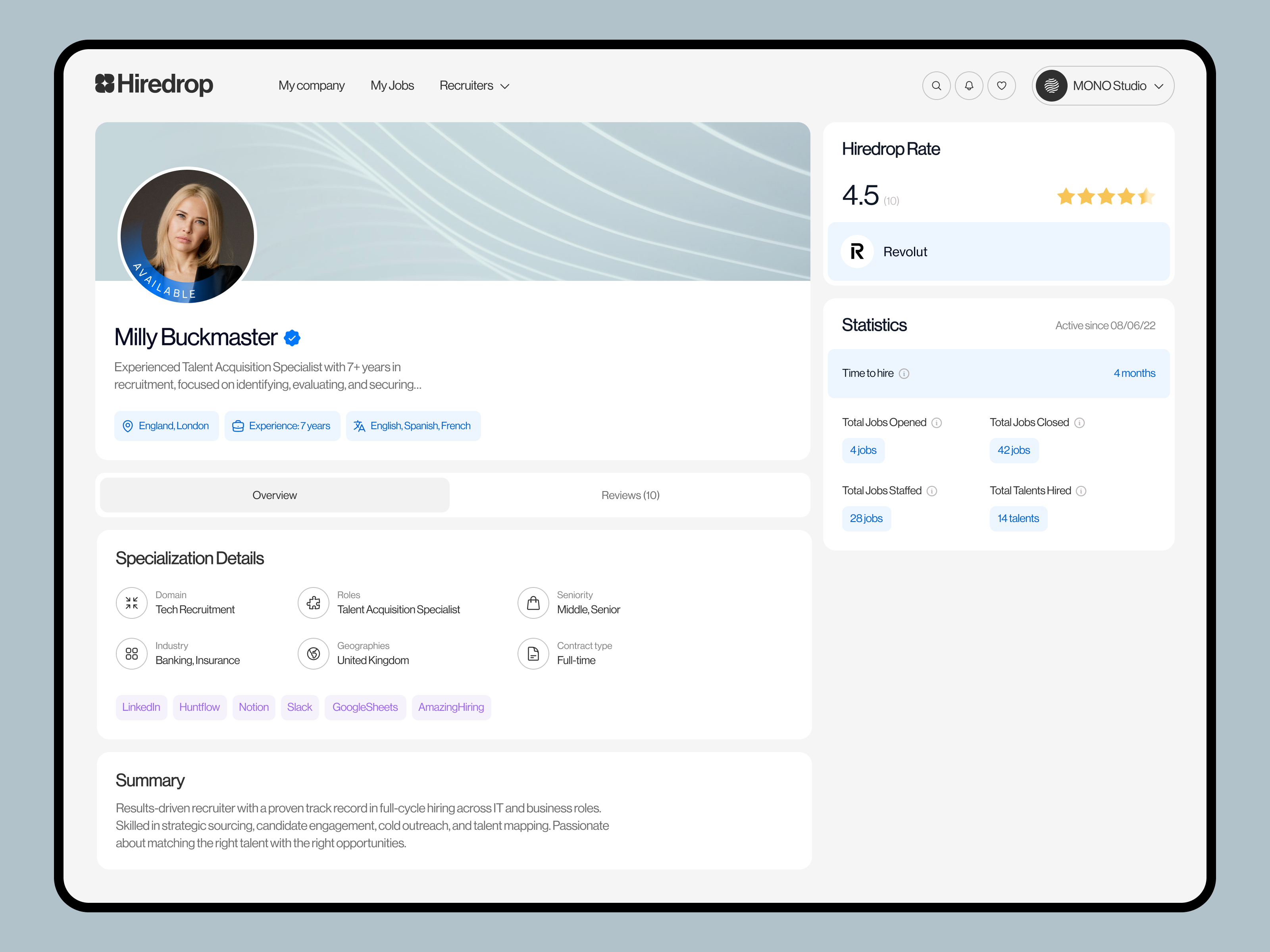 Example of Management Platform UI Design