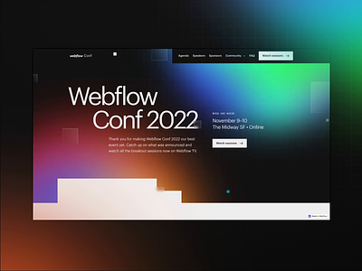 Webflow Conf 2022 — Design clean gradient grid no code shifted layout web design webflow webflow conf