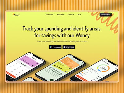 Woney Smart Money Management App 💰 branding concept dailyui design finance fintech graphic design illustration landingpage logo ui wallet web design
