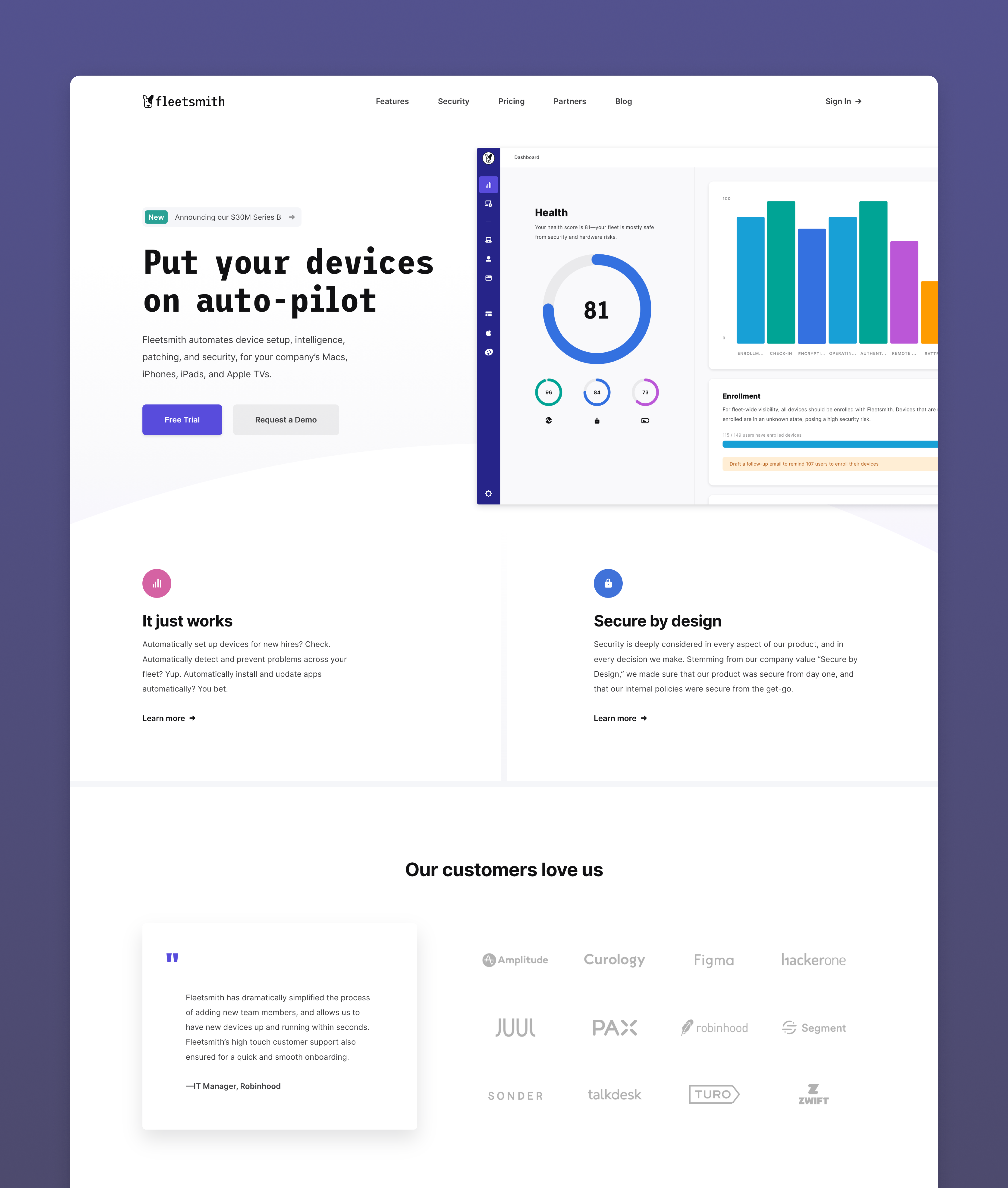 Startup landing page - Fleetsmith 2019 branding visual design web design web dev website design website development