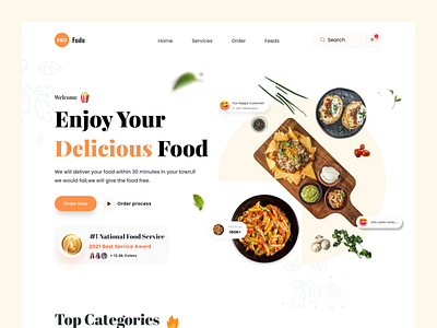 Fudo - Restaurant Website Design animation bakery branding creative design falconthought food food app foodwebsite graphic design home page landing page logo ui uidesign ux webdesign website