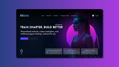 Fitness website design for FITGENIE animation design typography ui ux